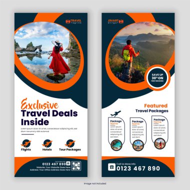 Seyahat acentası Rack Card, DI Flyer afişi, broşürü, Tur Posteri, Broşür broşürü ve Tasarım Şablonu