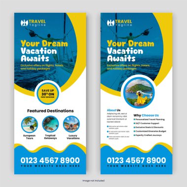 Seyahat acentası Rack Card, DI Flyer afişi, broşürü, Tur Posteri, Broşür broşürü ve Tasarım Şablonu
