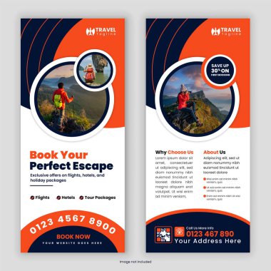 Seyahat acentası Rack Card, DI Flyer afişi, broşürü, Tur Posteri, Broşür broşürü ve Tasarım Şablonu