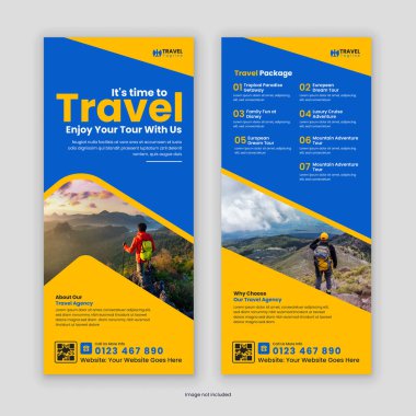 Seyahat ve Turizm Ajansı Rack Card, Dl Flyer afişi, broşürü, Tur Posteri, Broşür broşürü ve Tasarım Şablonu