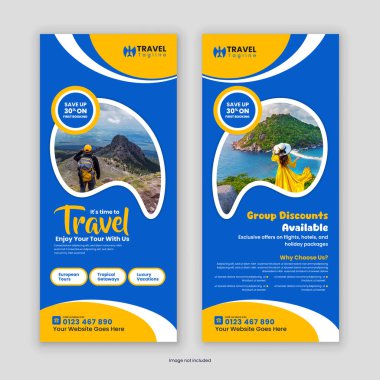 Seyahat ve Turizm Ajansı Rack Card, Dl Flyer afişi, broşürü, Tur Posteri, Broşür broşürü ve Tasarım Şablonu