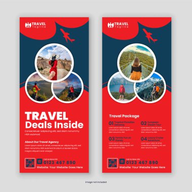 Seyahat ve Turizm Ajansı Rack Card, Dl Flyer afişi, broşürü, Tur Posteri, Broşür broşürü ve Tasarım Şablonu