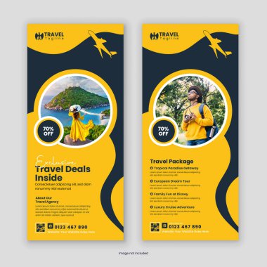 Seyahat ve Turizm Ajansı Rack Card, Dl Flyer afişi, broşürü, Tur Posteri, Broşür broşürü ve Tasarım Şablonu