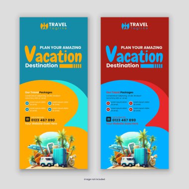 Modern Seyahat İşletmeleri tanıtım broşürü veya Rack Kart Tasarım Şablonu Tatil Paketleri, Tatil Anlaşmaları, Macera Seyahatleri, Turizm Hizmetleri ve Seyahat Acenteleri