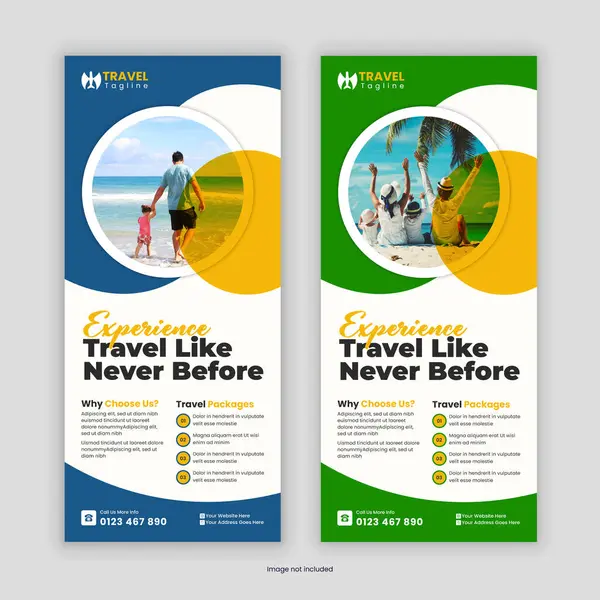 Modern Seyahat İşletmeleri tanıtım broşürü veya Rack Kart Tasarım Şablonu Tatil Paketleri, Tatil Anlaşmaları, Macera Seyahatleri, Turizm Hizmetleri ve Seyahat Acenteleri