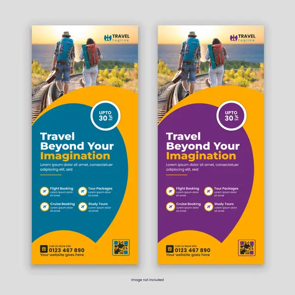 Modern Seyahat ve Turizm DL Flyer ve Rack Kart Tasarım Şablonu, seyahat şirketlerini tanıtmak ve profesyonel, göz alıcı tasarımlarla sergi hizmetleri sunmak için mükemmel.