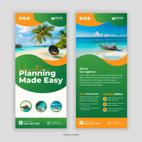 Modern Seyahat ve Turizm DL Flyer ve Rack Kart Tasarım Şablonu, seyahat şirketlerini tanıtmak ve profesyonel, göz alıcı tasarımlarla sergi hizmetleri sunmak için mükemmel.