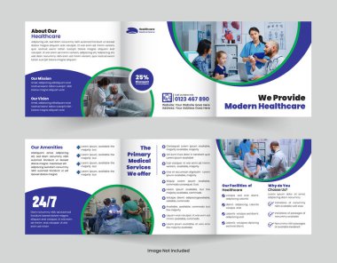 Yaratıcı Tıbbi ve Sağlık Hizmetleri Kare Broşür Şablonu veya Hastane, Klinik İş Dünyası üç katlı şablon