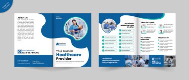 Profesyonel Tıbbi ve Sağlık Bifold Broşür Tasarımı - Klinikler, Hastaneler, Doktorlar ve Sağlık Sağlayıcıları için Çok Yönlü Şirket Profil Şablonu