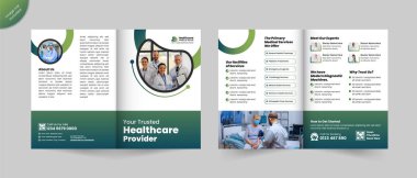 Profesyonel Tıbbi ve Sağlık Bifold Broşür Tasarımı - Klinikler, Hastaneler, Doktorlar ve Sağlık Sağlayıcıları için Çok Yönlü Şirket Profil Şablonu