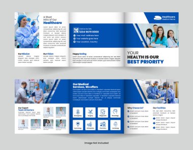 Modern Tıp ve Sağlık Merkezi Dört Katlı Broşür Şablonu Hastaneler, Klinikler ve Sağlık Kampanyaları için idealdir. Özelleştirmesi kolay.