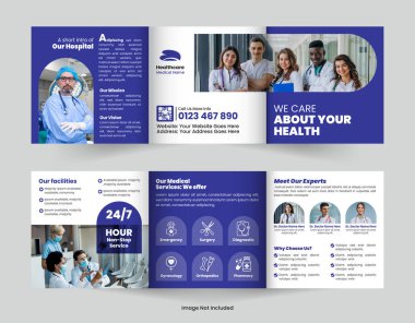 Modern Tıp ve Sağlık Merkezi Dört Katlı Broşür Şablonu Hastaneler, Klinikler ve Sağlık Kampanyaları için idealdir. Özelleştirmesi kolay.