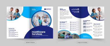 Profesyonel Sağlık Hizmetleri Broşürü, Tıbbi Tasarım, Hastane ve Ön Kapaklı Klinik Tanıtım Şablonu, Arka Sayfa ve İç Düzen