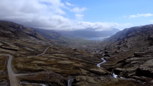Islanda Berufjordur Cascata Oxi Road Est Dell Islanda Una Vista — Video Stock