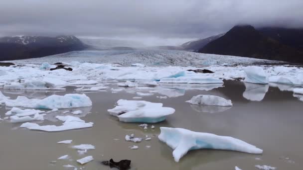 Aerial View Shot Jokulsarlon Iceberg Lagoon Iceland High Quality Footage — Vídeo de Stock