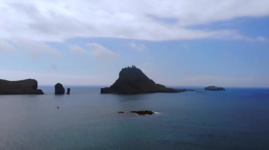 Aerial view of the rock at the faroe islands. High quality 4k footage