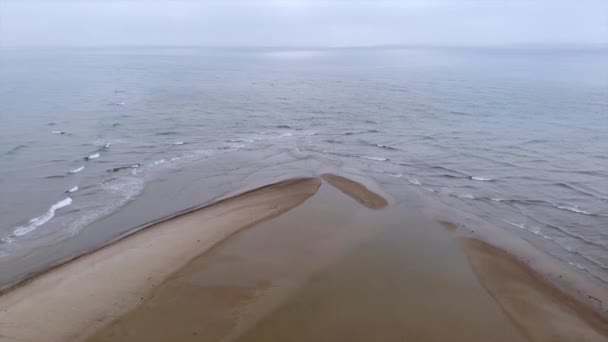 Drone People Walking Tillsammans Med Grenen Sandbar Högkvalitativ Film — Stockvideo