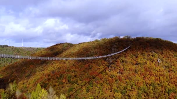 Flight Suspension Footbridge Geierlay Germany Високоякісні Кадри Твердим Вмістом Кадрів — стокове відео