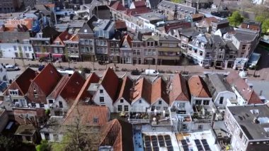 Leiden, Hollanda 'nın havadan görünüşü. - Evet. Yüksek kalite 4k görüntü