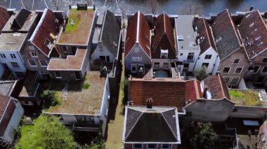 Leiden, Hollanda 'nın havadan görünüşü. - Evet. Yüksek kalite 4k görüntü