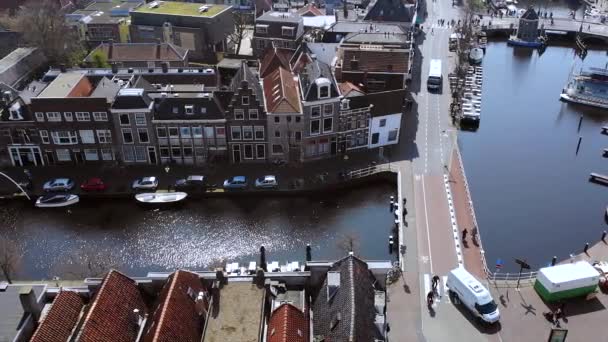 Luchtfoto Van Leiden Nederland Hoge Kwaliteit Beeldmateriaal — Stockvideo