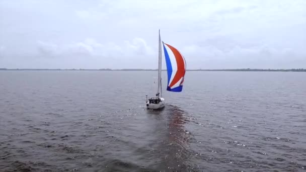 Sparo Drone Una Barca Vela Olanda Filmati Alta Qualità — Video Stock