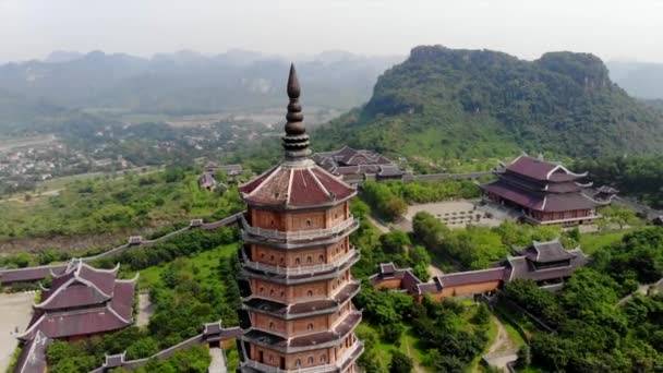 Pagoda Bai Dinh Vietnam Drone Imágenes Alta Calidad — Vídeos de Stock
