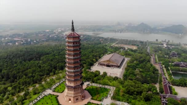 Bai Dinh Pagoda Vietnã Drone Imagens Alta Qualidade — Vídeo de Stock