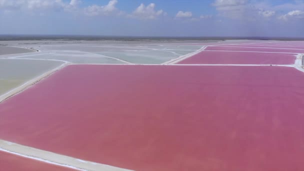 Las Coloradas Lago Rosa México Drone Imágenes Alta Calidad — Vídeo de stock