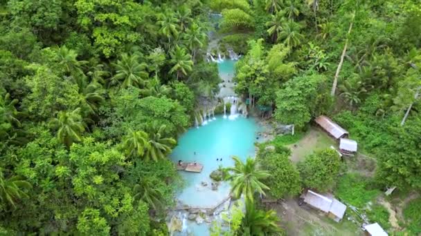 Cambugahay Falls Siquijor Island Philippinen Drohne Hochwertiges Filmmaterial — Stockvideo