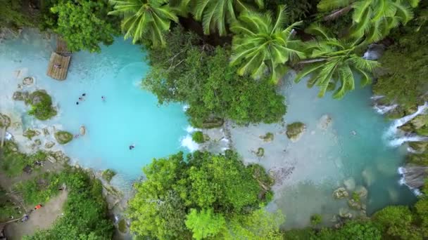 Cascate Cambugahay Isola Siquijor Filippine Drone Filmati Alta Qualità — Video Stock