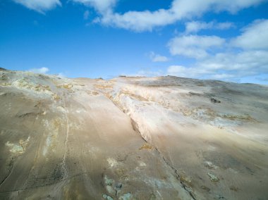 Myvatn, İzlanda. Hver 'deki kaplıca manzarası. Yüksek kalite fotoğraf