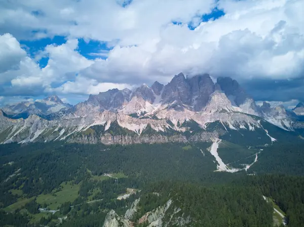 Dolomites Montagnes Italie Tir Depuis Drone Photo Haute Qualité — Photo