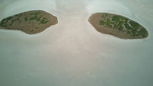 Dry Lake Salt Flat Europe Italy Island Sardinia Drone High — Stock Photo, Image