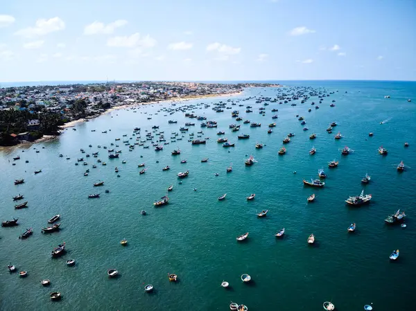 Coracle Boats Beach Nang Vietnam Drone High Quality Photo — Stock Photo, Image