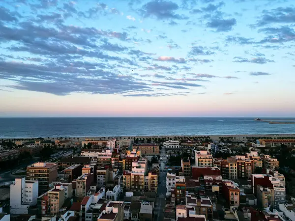İspanya Valencia insansız hava aracı günbatımı. Yüksek kalite fotoğraf
