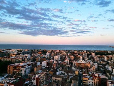 İspanya Valencia insansız hava aracı günbatımı. Yüksek kalite fotoğraf