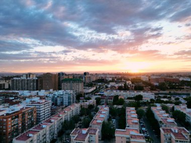 İspanya Valencia insansız hava aracı günbatımı. Yüksek kalite fotoğraf