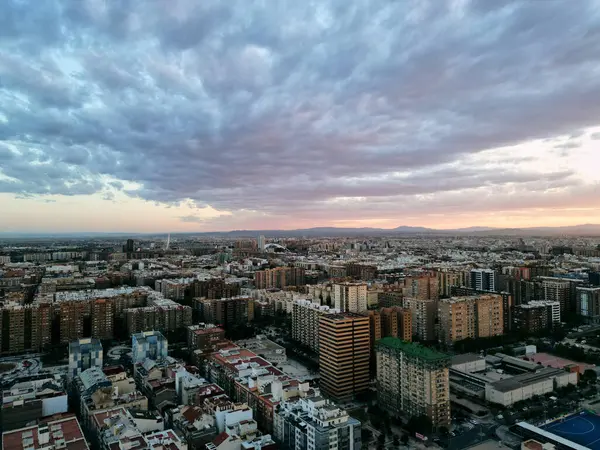 İspanya Valencia insansız hava aracı günbatımı. Yüksek kalite fotoğraf