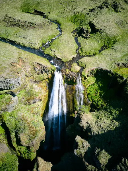 stock image Gljufrabui iceland drone , view from above