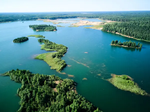 Slavyanka Gölü. Leningrad Bölgesi. - Rusya. Drone. Yüksek kalite fotoğraf