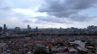 Java Jakarta Endonezya insansız hava aracı şehir manzarası. Yüksek kalite 4k görüntü