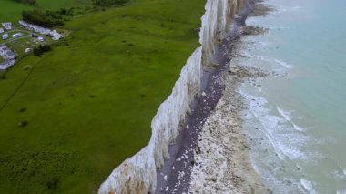 France Normandy White Cliffs İHA 'sı. Yüksek kalite 4k görüntü
