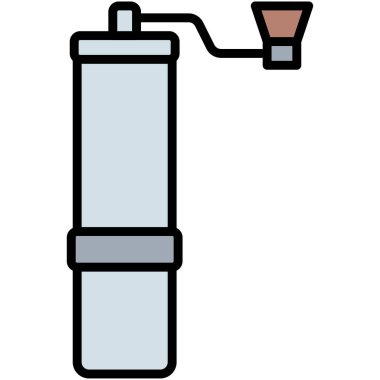 Kahve öğütücüsü simgesi, kahve dükkanı illüstrasyonu
