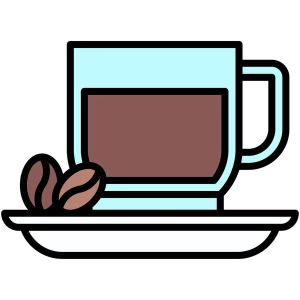 Koffiebeker Met Koffiebonen Icoon Koffie Winkel Gerelateerde Vector Illustratie — Stockvector