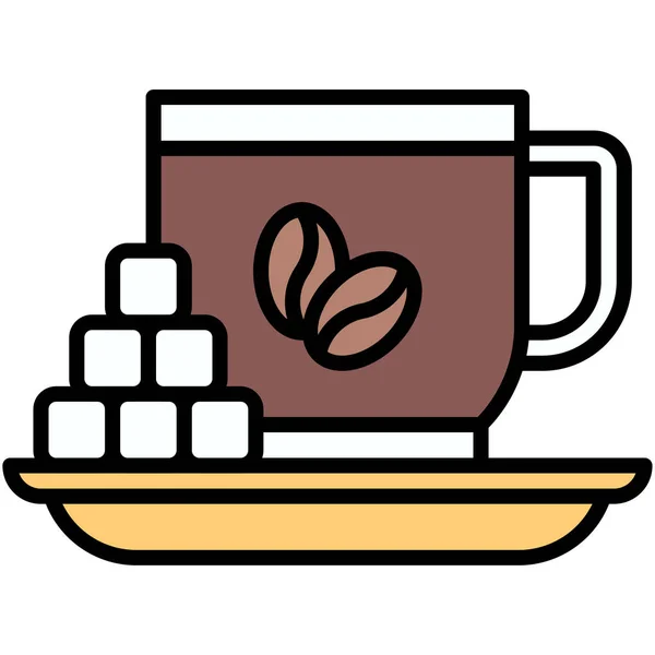 Κύβος Ζάχαρης Και Εικονίδιο Του Καφέ Καφετέρια Σχετικές Διανυσματική Απεικόνιση — Διανυσματικό Αρχείο