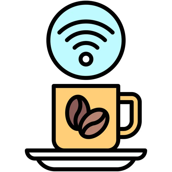 Xícara Café Com Ícone Sinal Wifi Ilustração Vetorial Relacionada Loja —  Vetores de Stock