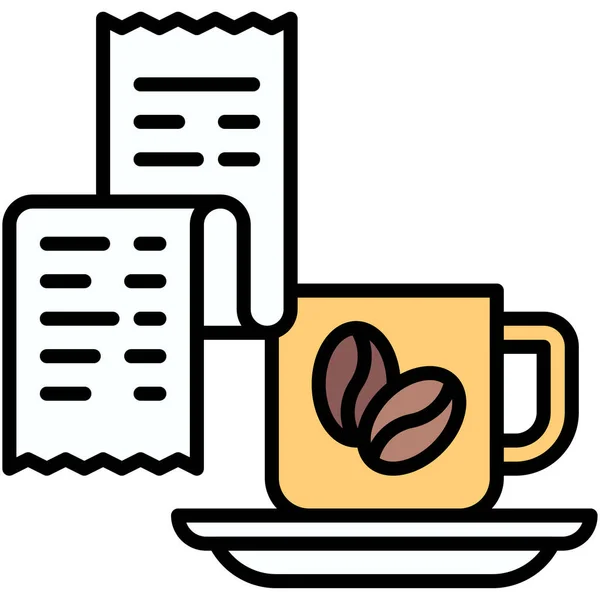 Reciept Icon Coffee Shop Related Vector Illustration — Stock Vector