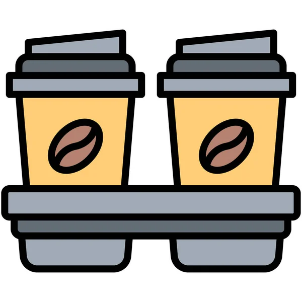 Pappersbricka Ikon Coffee Shop Relaterade Vektor Illustration — Stock vektor