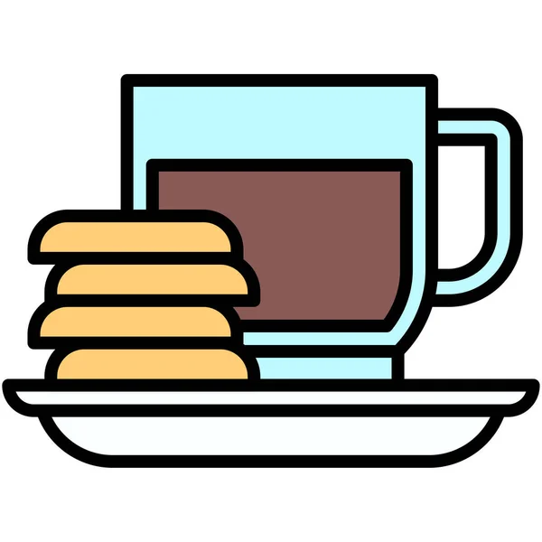クッキーアイコンとコーヒーカップ コーヒーショップ関連ベクトルイラスト — ストックベクタ